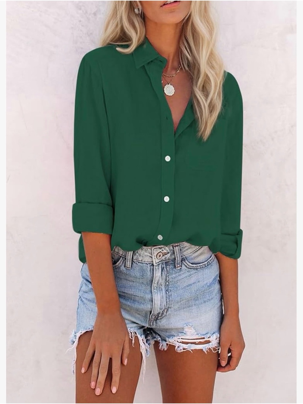 Classic Women's Button-Down Shirt in dark Green